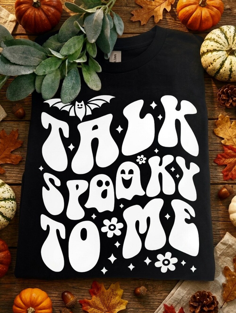 Halloween Short Sleeve shirt talk spooky to me retro cute popular
